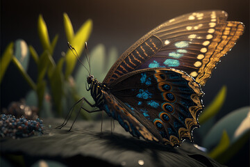 Fototapeta na wymiar Macro photography butterfly. Generative AI