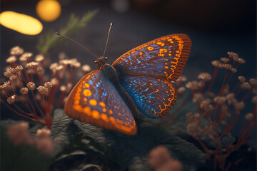 Macro photography butterfly. Generative AI