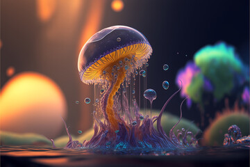 macro photography jellyfish. Generative AI