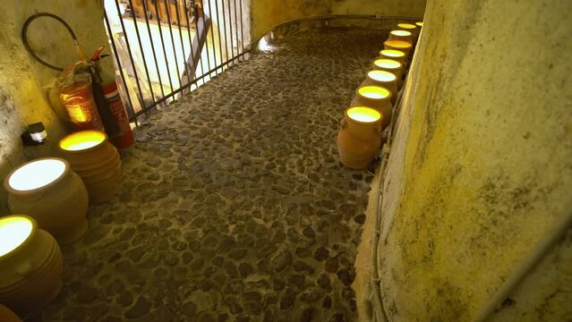 Koutsoyannopoulos Winery and Wine Museum in Vothonas. In the cellars there are ancient objects and figures about how wine was produced in ancient times