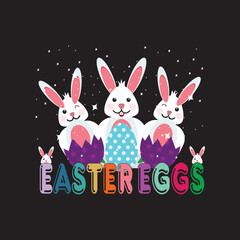 Easter eggs retro T shirt design graphic template