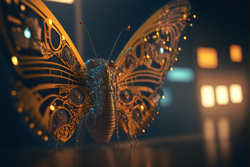 Plakat Macro photography butterfly. Generative AI