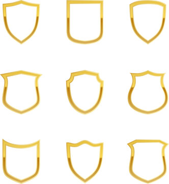 Gold Outline Shield Logo Collection - Vector