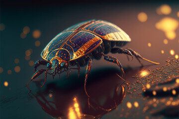 macro photography beetle sci-fi. Generative AI