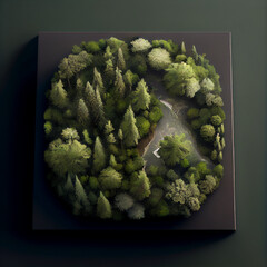 Aerial View of Boreal Forest: Green Canopy and Nature's Beauty Generative