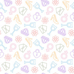 Women Day Seamless Pattern Design with Girl Ornament in Template Hand Drawn Cartoon Flat Illustration