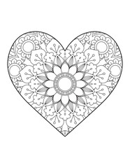 Love. Hand drawn hearts. Design elements for Valentine's day.Happy Valentine's Day greeting cards.Vector coloring book for adult. Hearts and flowers.Flower Mandalas. Vintage decorative elements.