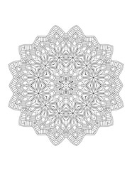 Flower. Flower Mandala. Mehndi. tattoo. decoration. Decorative ornament in ethnic oriental style. Coloring book page. Floral Mandala. Decoration in ethnic oriental. Indian style. Yoga template.