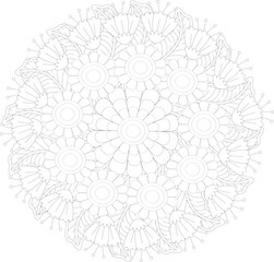 Flower. Flower Mandala. Mehndi. tattoo. decoration. Decorative ornament in ethnic oriental style. Coloring book page. Floral Mandala. Decoration in ethnic oriental. Indian style. Yoga template.