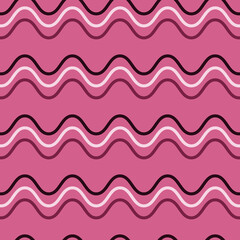 wave curve pink light white black seamless pattern