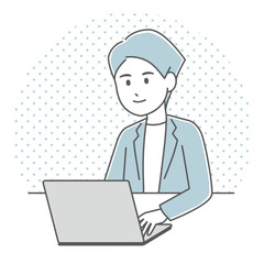 ノートパソコンを使っている男性