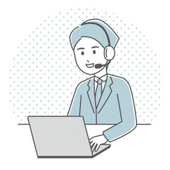 コールセンター　オペレーター　 カスタマーサポート　働く男性