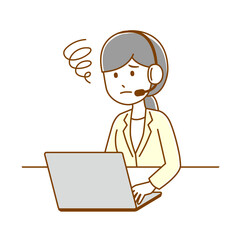 コールセンター　オペレーター　カスタマーサポート　 困っている女性