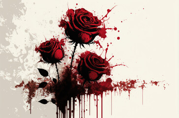 Red Roses Digital Art On White Background