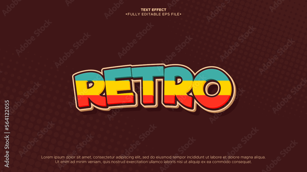 Aufkleber retro style design text effect with colorful and vintage style