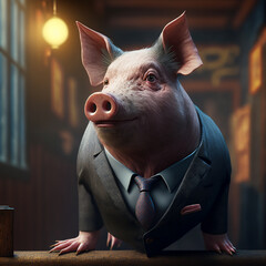 pig in a suit. Generative AI - obrazy, fototapety, plakaty
