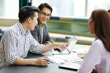 businessman meeting and talking about work or project with colleague in the office
