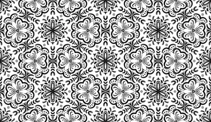 Keuken spatwand met foto Black and white seamless patterns © kittikorn Ph.