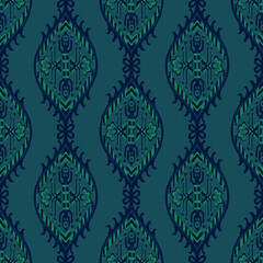 Obraz premium Ikat seamless pattern as cloth, curtain, textile design, wallpaper, surface texture background