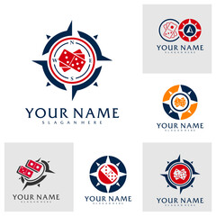 Set of Compass Domino logo vector template, Creative Domino logo design concepts