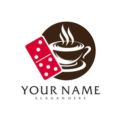 Coffee drink Domino logo vector template, Creative Domino logo design concepts