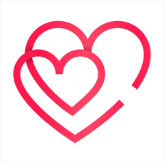 two hearts line icon vector illustration