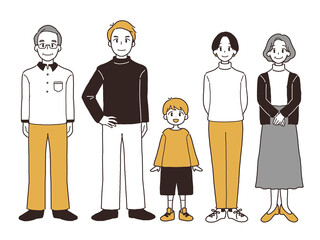 二世帯家族の全身イラスト2