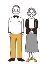 高齢夫婦の全身イラスト