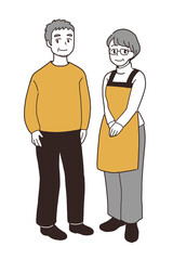 高齢夫婦の全身イラスト2