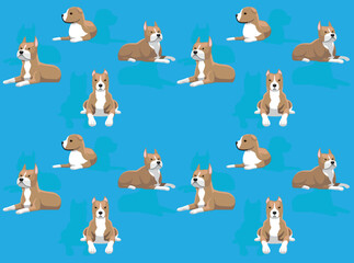 Dog Staffordshire Terrier Cartoon Character Seamless Wallpaper Background