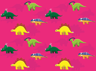 Dinosaur Ankylosaurus Stegosaurus Parasaulorophus Styracosaurus Cartoon Character Seamless Wallpaper Background