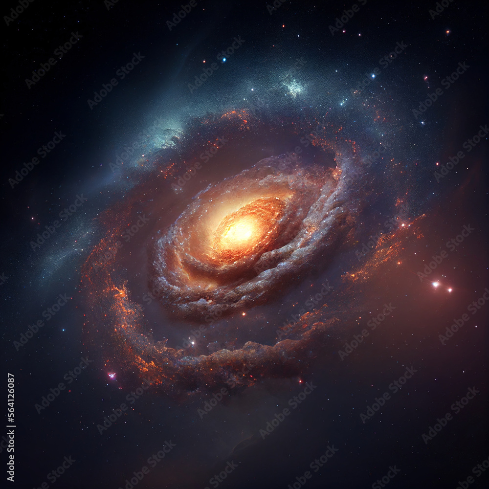 Wall mural universe - spiral galaxy with stars in space. abstract cosmos background. generative ai