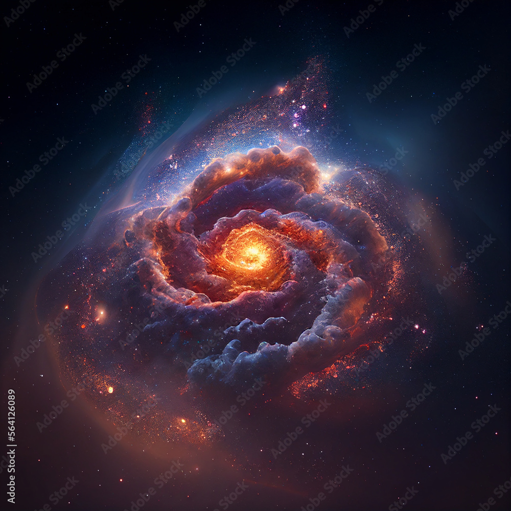 Wall mural universe - spiral galaxy with stars in space. abstract cosmos background. generative ai