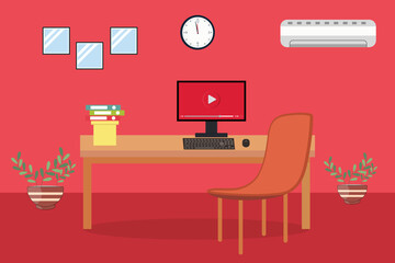 Office interior workplace with Room Vector illustration