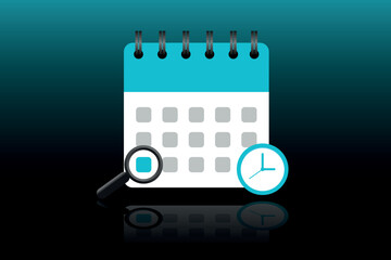 Calendar clock search icon vector illustration