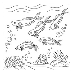 design coloring page animal fish under sea