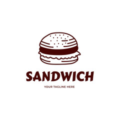 sandwich vector logo template or homemade sandwich logo illustration. Sandwich shop logo design template 