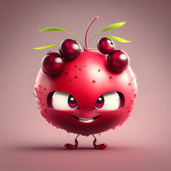 Fototapeta premium Cute Cranberry Character, Generative AI