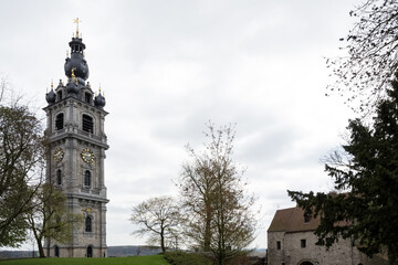 Architectural detail of the Belfry of Mons, the only belfry in Belgium constructed in Baroque style...