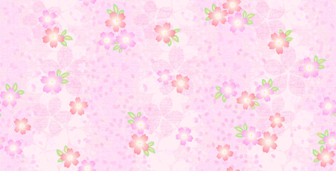 Obraz na płótnie Canvas Japanese-style cherry blossom pattern 和風桜柄の背景　テキスタイルのシームレスデザイン素材 