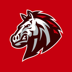 Angry Horse Head Mascot Logo