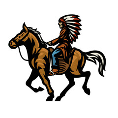 American Indian Chief Warrior Ride the Horse