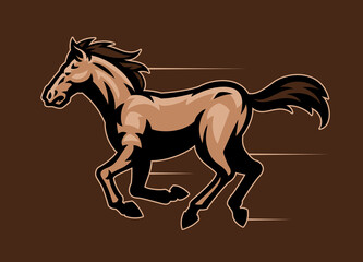 Fototapeta na wymiar Running Fast Racing Horse Mascot Logo