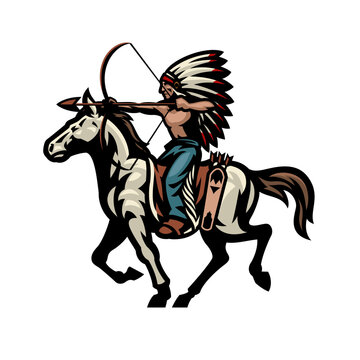 Native American Indian Warrior Archer Mascot