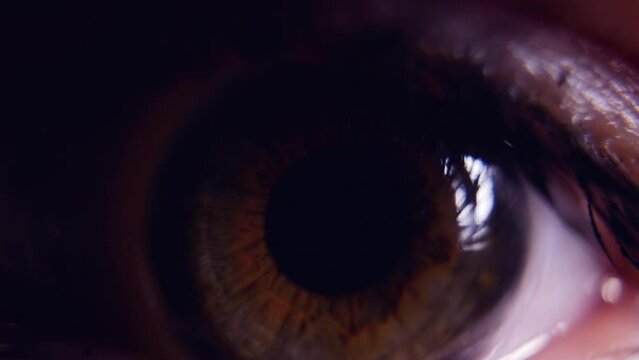 Super macro of the cornea of the human eye. Biodiaphragm. Light sensitive sensor. Biorobot. Science fiction