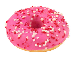Pink donut, transparent background