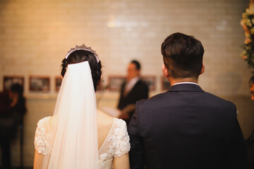 Bride and Groom Backs hugging and kissing couple no faces