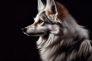 Portrait of canadian marble fox a  on a black background. generative ai