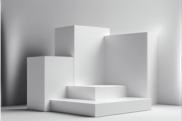 Empty white Podium for advertising and mock-up for your commercial. generative ai