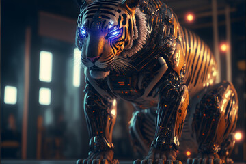 tiger cyborg sci-fi futuristic. Generative AI